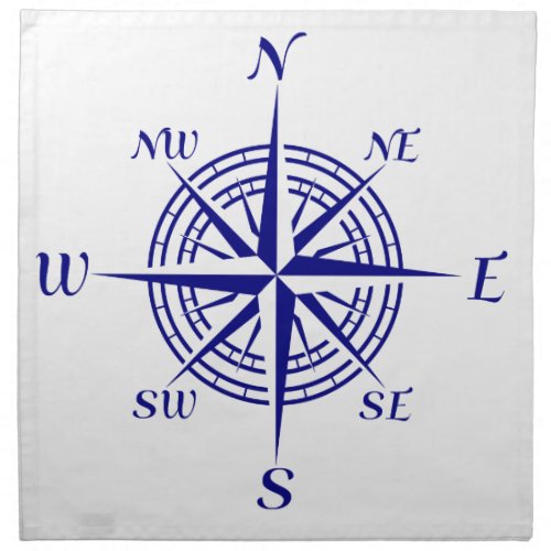 Navy Blue Coastal Compass Rose Cloth Napkin