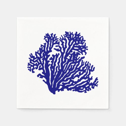Navy Blue Coastal Coral Paper Napkins