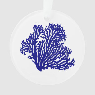 Navy Blue Coastal Decor Coral Ornament
