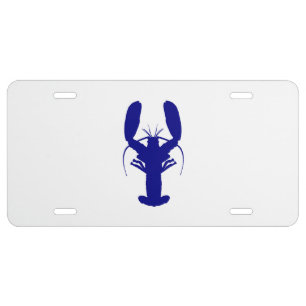 Navy Blue Coastal Decor Lobster License Plate