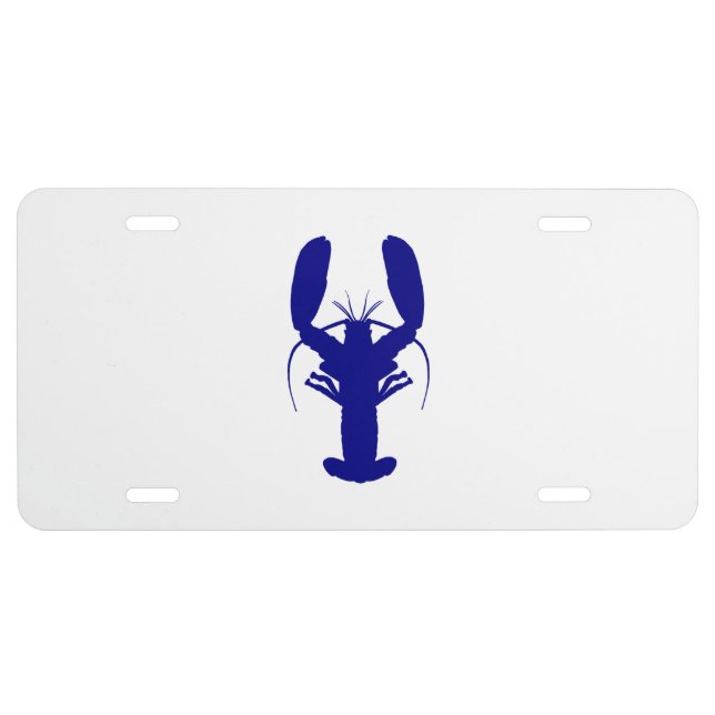 Navy Blue Coastal Decor Lobster License Plate (Front)