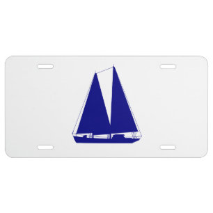 Navy Blue Coastal Decor Sailboat License Plate