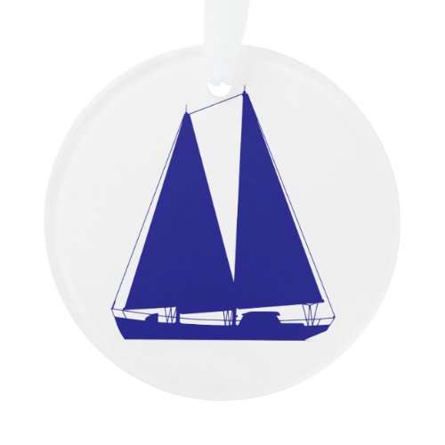 Navy Blue Coastal Decor Sailboat Ornament