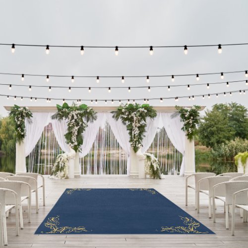 Navy Blue Coastal Elegant Wedding Outdoor Rug