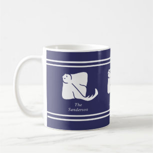 Navy Blue Coastal Nautical Stingray Manta Ray Door Coffee Mug