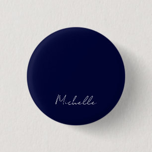 Navy Blue Color Plain Modern Own Name Calligraphy Button