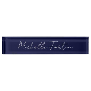 Navy Blue Color Plain Modern Own Name Calligraphy Desk Name Plate