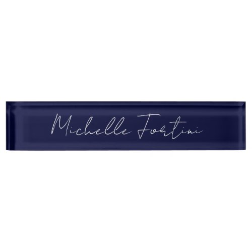 Navy Blue Color Plain Modern Own Name Calligraphy Desk Name Plate