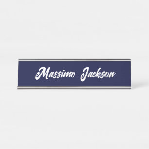 Navy Blue Color Plain Modern Own Name Calligraphy Desk Name Plate