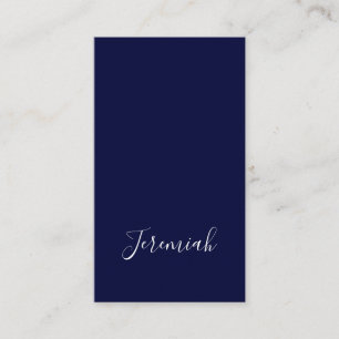 Navy Blue Color Plain Modern Own Name Calligraphy Enclosure Card