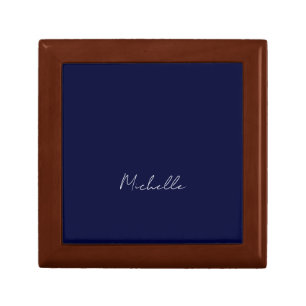 Navy Blue Color Plain Modern Own Name Calligraphy Gift Box
