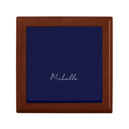 Navy Blue Color Plain Modern Own Name Calligraphy Gift Box
