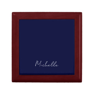Navy Blue Color Plain Modern Own Name Calligraphy Gift Box