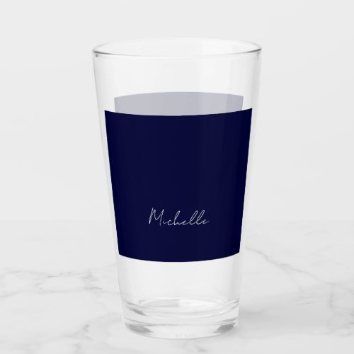 Navy Blue Color Plain Modern Own Name Calligraphy Glass