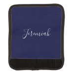 Navy Blue Color Plain Modern Own Name Calligraphy Luggage Handle Wrap