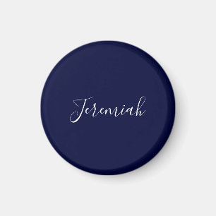 Navy Blue Color Plain Modern Own Name Calligraphy Magnet