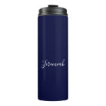 Navy Blue Color Plain Modern Own Name Calligraphy Thermal Tumbler