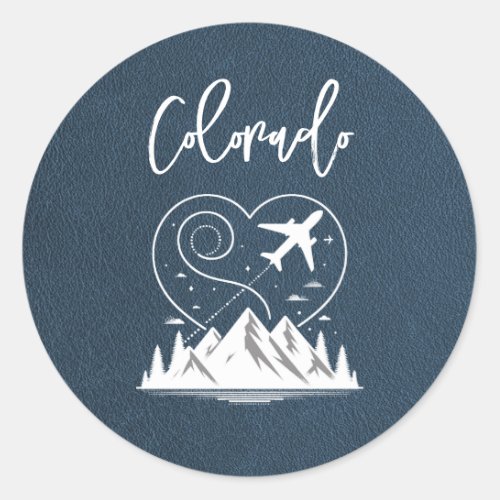 Navy Blue Colorado Passport  Classic Round Sticker