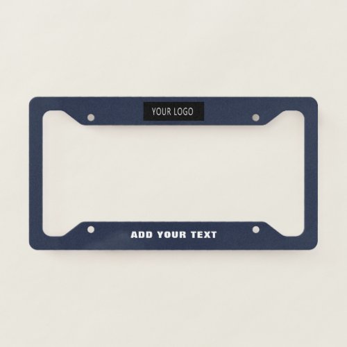 Navy Blue Company Business Logo Branded License Plate Frame