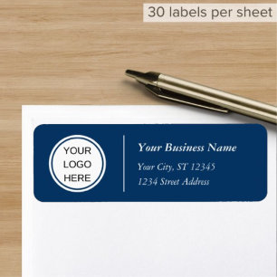Navy Blue Company Business Logo Return Address Label