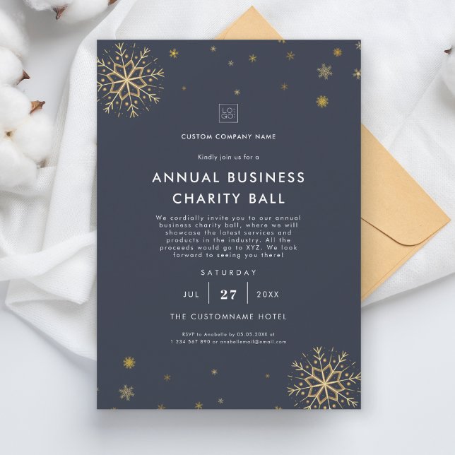 Navy Blue Company Christmas Party Event Fundraiser Invitation (Creator Uploaded)