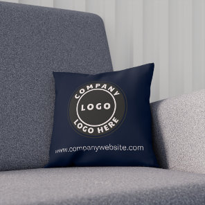 Navy Blue Company Logo Business Showroom Throw Pillow