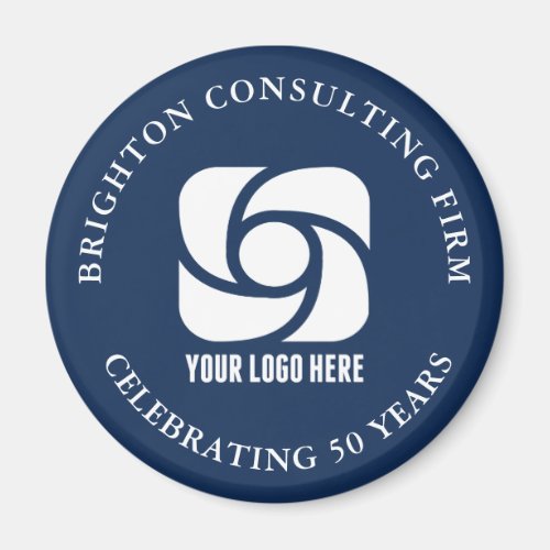 Navy Blue Company Logo Custom Business Magnet