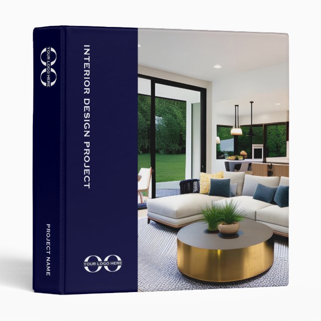 Navy Blue Company Logo Design Project Photo 3 Ring Binder (Front/Spine)