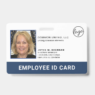 Navy Blue Company Logo Employee Photo ID Badge