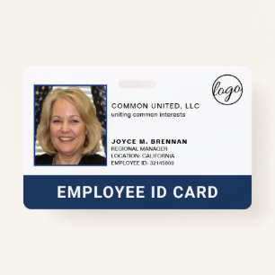 Navy Blue Company Logo Employee Photo ID Badge