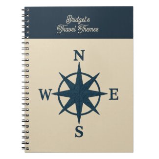 navy blue compass & Beige name Coastal travel 