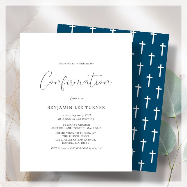 Navy Blue | Confirmation Budget Invitation (Creator Uploaded)