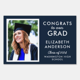 Navy Blue Congrats to Our Grad Graduation Yard Sign