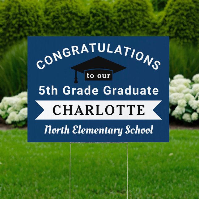 Navy Blue Congratulations 5th Grade Graduate Sign (Creator Uploaded)