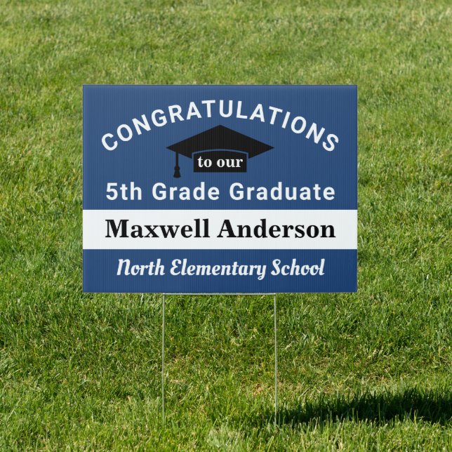 Navy Blue Congratulations 5th Grade Graduate Sign (Insitu)