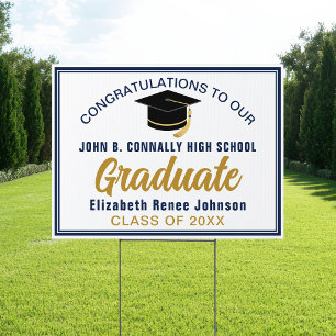 Navy Blue Congratulations Graduate Custom Yard Sign