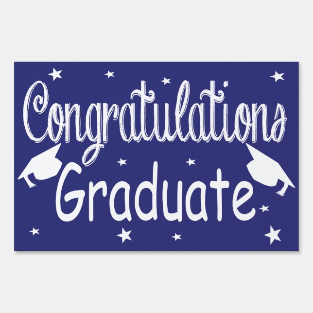Navy Blue Congratulations Graduate Yard Sign (Front)