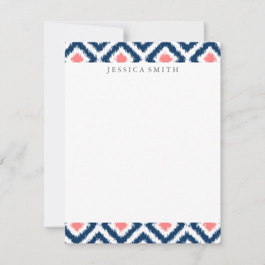 Navy Blue Coral Diamonds Ikat Pattern (Front)