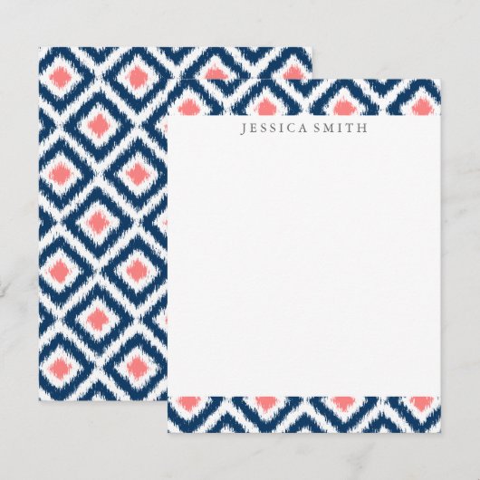 Navy Blue Coral Diamonds Ikat Pattern (Front/Back)