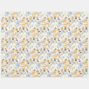 Navy Blue Coral Peach Watercolor Floral Wedding Outdoor Rug