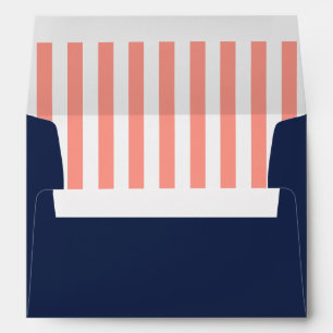 Navy Blue/Coral Stripes Nautical Beach Envelope