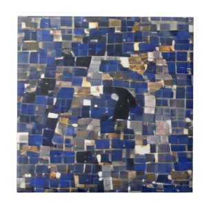 Navy blue corner mosaic digital art  ceramic tile