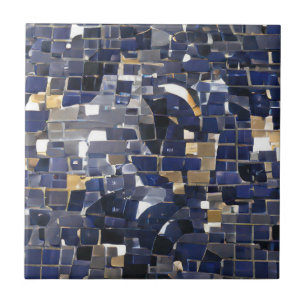 Navy blue corner mosaic digital art ceramic tile