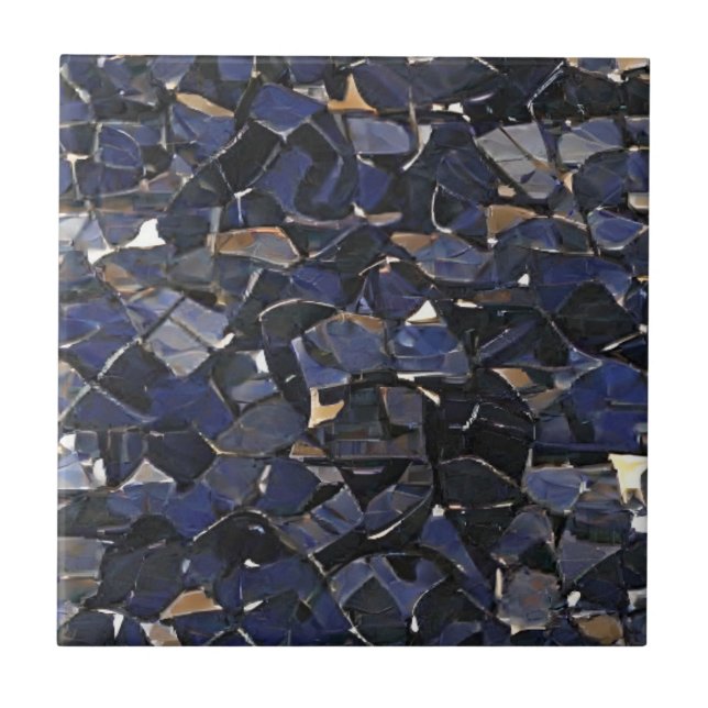 Navy blue corner mosaic digital art  ceramic tile (Front)