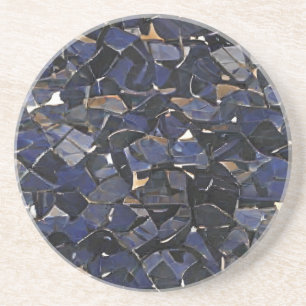 Navy blue corner mosaic digital art  coaster