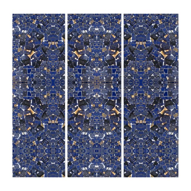 Navy blue corner mosaic triptych art  (Front)