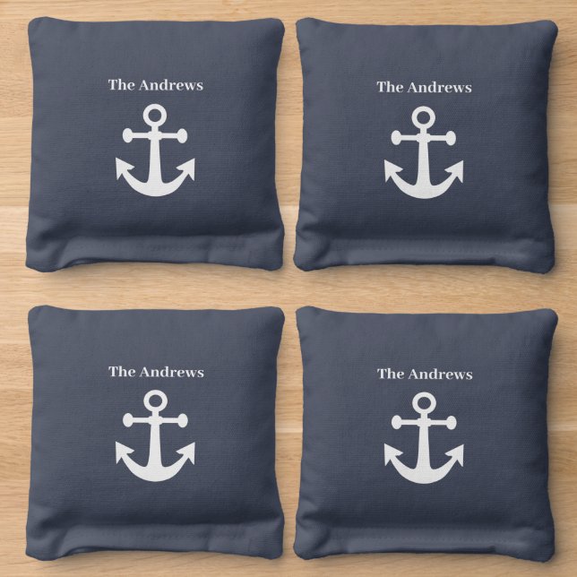 Navy Blue  Cornhole Bags (Wood)