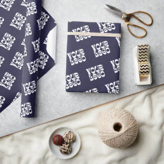 Navy Blue Corporate Business Logo Wrapping Paper