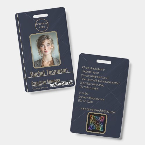 Navy Blue Corporate Employee ID Badge