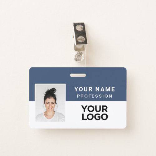 Navy Blue Corporate Employee Photo Name Tag Badge